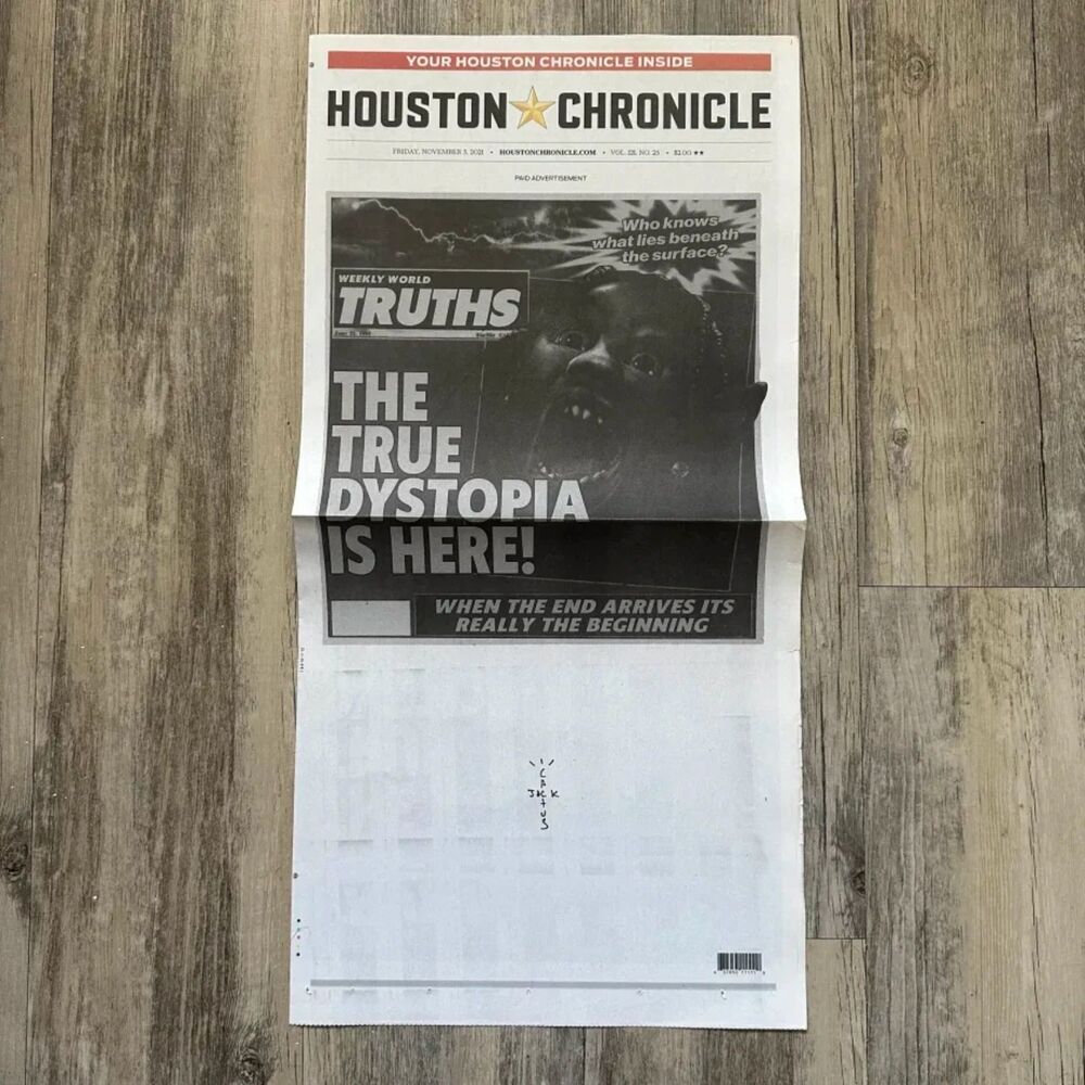 Travis Scott Cactus Jack Houston Chronicles Newspaper Astroworld Festival